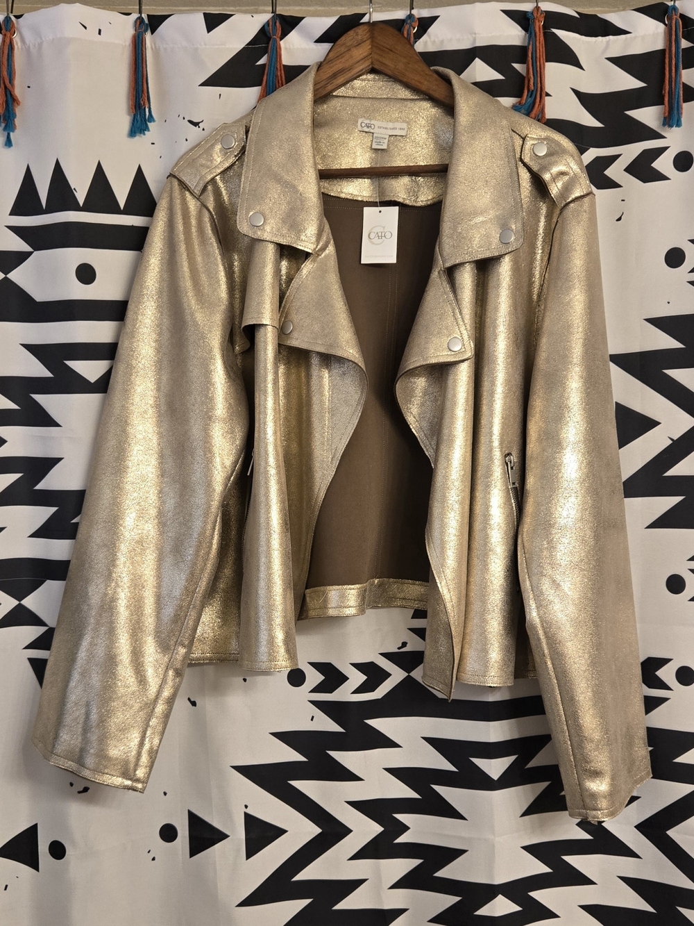 Cato Metallic Gold Draped Moto Jacket